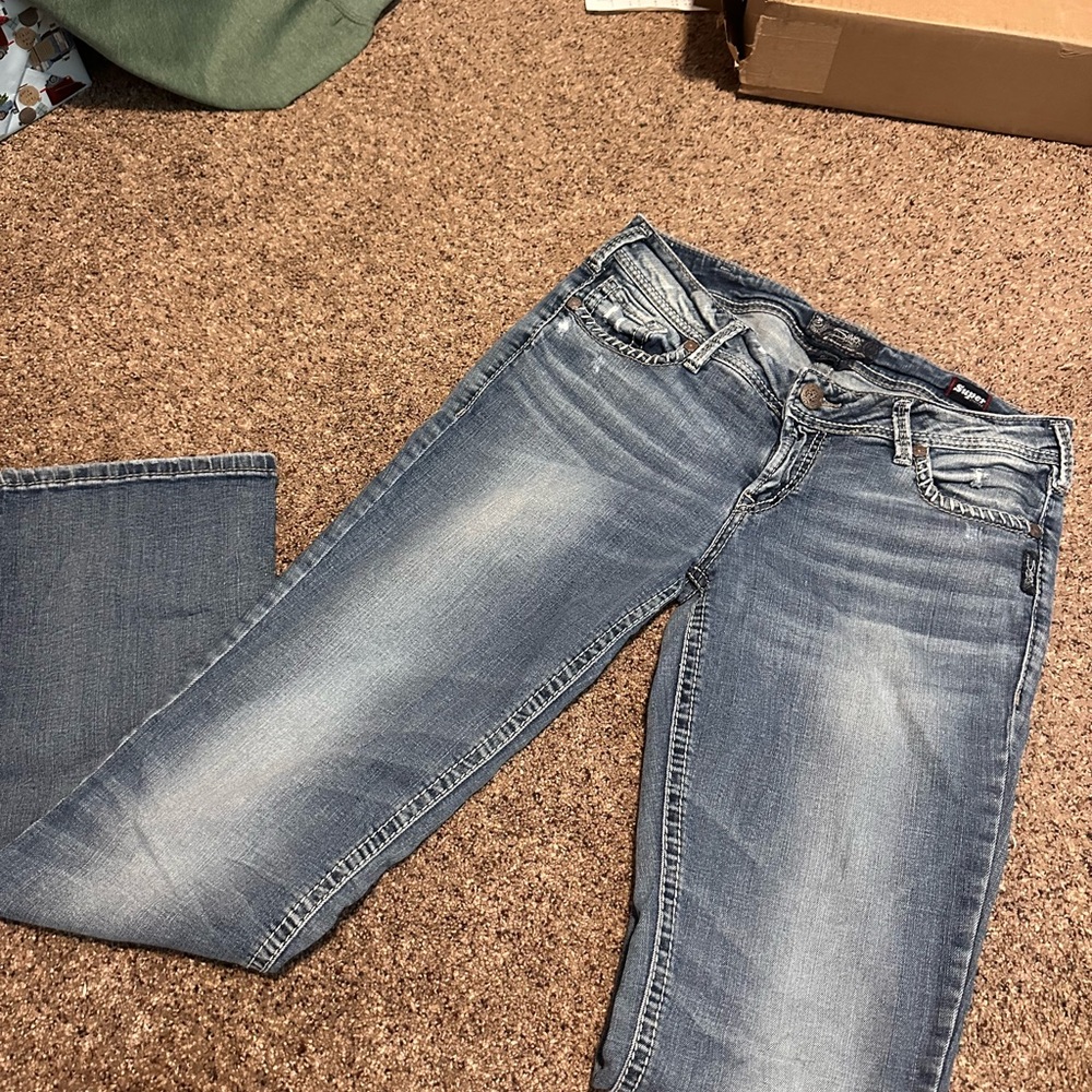 Silver Jeans Women's Faded Blue Boot Cut Jeans